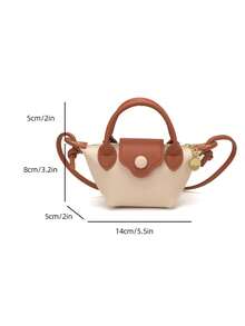 1pc Girls Colorblock PU Zipper Closure Casual Handbag Crossbody Bag Suitable For All Seasons Daily Use - A - View 3