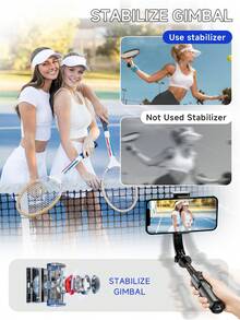 AXNEN Anti-Shake Phone Video Gimbal Stabilizer, Bluetooth Selfie Stabilizer With Extendable Selfie Stick Tripod, Rotating Phone Holder With Fill Light, Suitable For Smartphone Video Recording, Live Streaming, Summer Vacation, Travel, Outdoor Activities - one-size - View 8