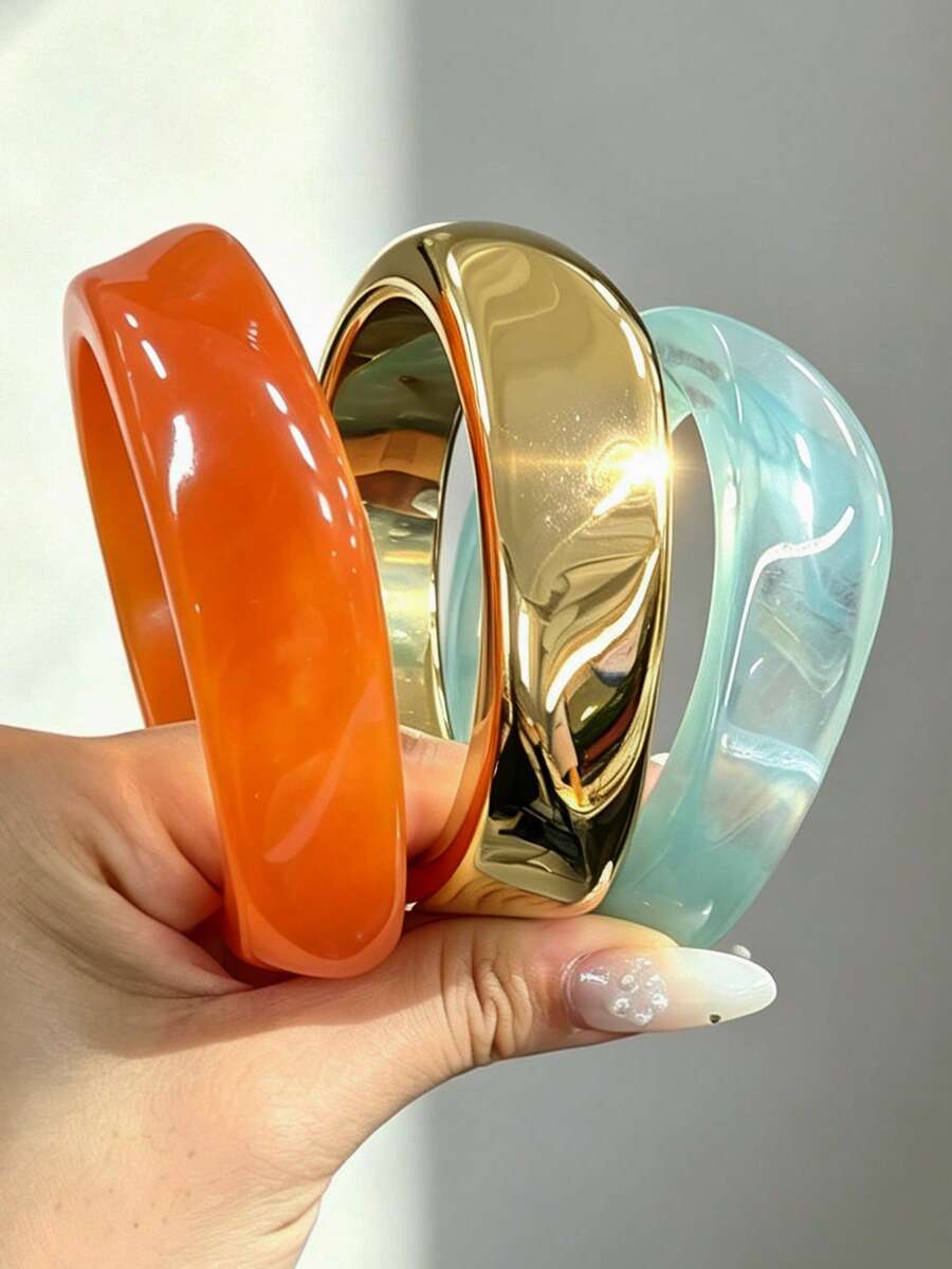 Set Gelang Manset Lebar Bohemian Vintage 3/1pc untuk Wanita, Cocok untuk Pemakaian Sehari-hari, Liburan, Perjalanan, Pesta, Padu Padan, Dapat Dipakai Sepanjang Tahun - MultiWarna - View 1