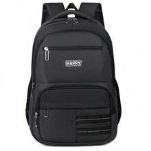 Casual Daypack, Men Letter Patch Backpack, Water Resistant Spacious Storage, Daily Work Outdoor Travel, Breathable Back Panel Oxford Rucksack - Multicolor - View 14