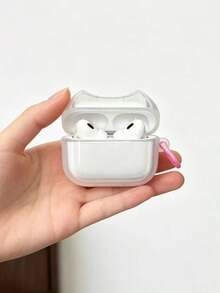 Dustproof & Shockproof Cat Earphone Case, With Keychain, Anti-Scratch & Anti-Shock, Compatible With AirPods 5 4/3/2/1/Pro/Pro2/Pro3 - Clear - View 1