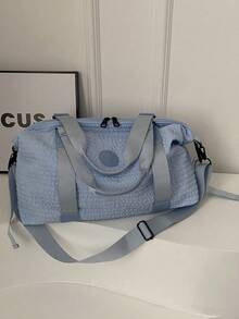 Large Capacity Solid Color Travel Bag For Storing Waterproof And Minimalist Men's And Women's Travel Bags - Blue - View 8