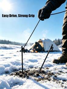 2PCS.4PCS. 9mm Thick Steel Tent Stakes, 200mm To 400mm Multiple Sizes Available, Heavy Duty Tent Pegs With Hook, Suitable For Snow And Multi-Terrain Outdoor Camping Ground Stakes - Black - View 7