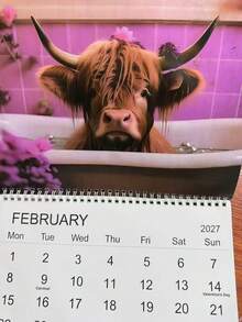 Wall Calendar Highland Cow Series 12 Beautiful Designs 2027 Monthly Planner Scheduling Display Perfect Gift For Birthdays - Multiple Styles - View 2