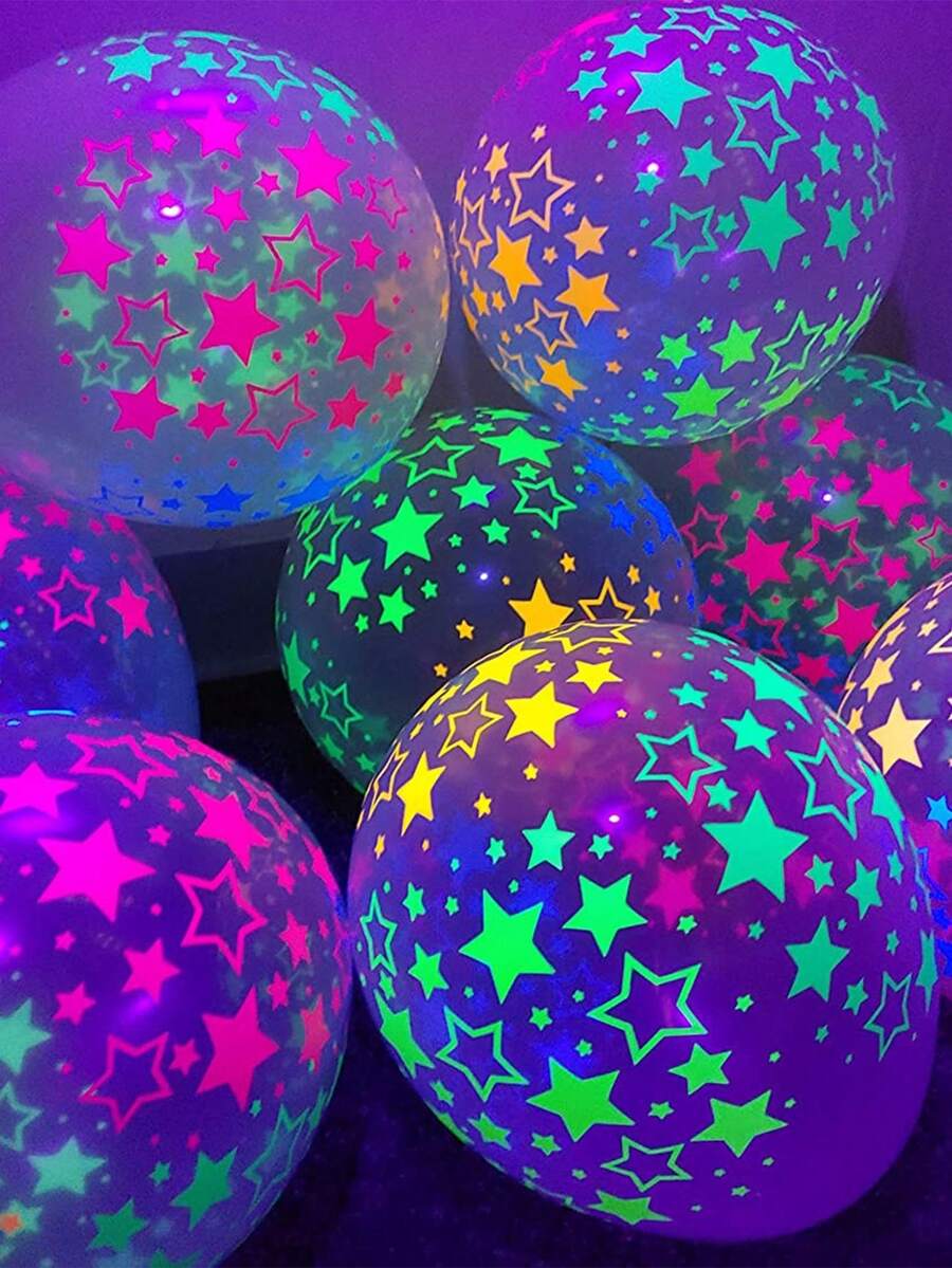 10/30/50/100pcs-12 Inch Star Fluorescent Balloon Decoration - Multicolor - View 1