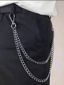 1pc Minimalist Fashion Men's Jeans Chain Punk Style Hip Hop Pants Chain Waist Chain Women's - Silver - View 3