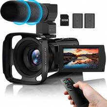 Nicamery FHD 1080P 高畫質數位攝錄機 24.0MP 紅外線夜視錄影機 16倍數位變焦 便攜相機 3.0 吋 270 度旋轉螢幕 家用手持 Vlog 錄影設備 防震 便攜 2 顆大容量電池 附 32GB 記憶卡 - 黑色 - 查看 1