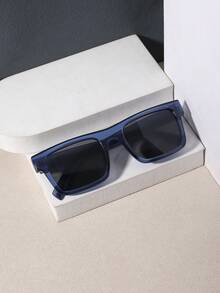 1 PC Men's Square Fashion Glasses Solid Color Lightweight Frame PC Material Casual Business Style For Driving Commuting Outfit With Glasses Box - Multicolor - View 13