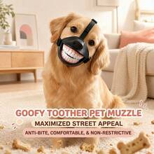 Funny Smiling Teeth Dog Mask, Black Nylon Strap Dog Muzzle, Humorous Pet Costume, Suitable For Dog Parties And Daily Pranks - Black - View 1
