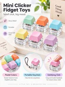 48/24/12/8/4/2/1pc Stealth Click Fidget Keychain - A Tactile Toy Designed To Stress And Enhance Focus. This Ultra-Portable Mini EDC Gadget Features A Satisfying Silent Press, Perfect For Use At The Office, During Study Sessions - Multicolor - View 4