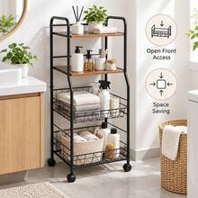 Mobile Storage Rack With Wheels For Easy Movement, Bedroom Storage Cart, Bathroom And Toilet Multi-Tier Storage Shelf. - View 4