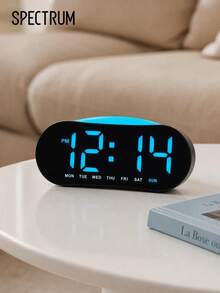 1pc Digital Alarm Clock, LED Multi-Functional Clock With Date, Temperature, DST, Brightness Adjustment, 2 Power Supply, Perfect For Living Room Office Desk(Batteries Not Included) - multicolor - View 1