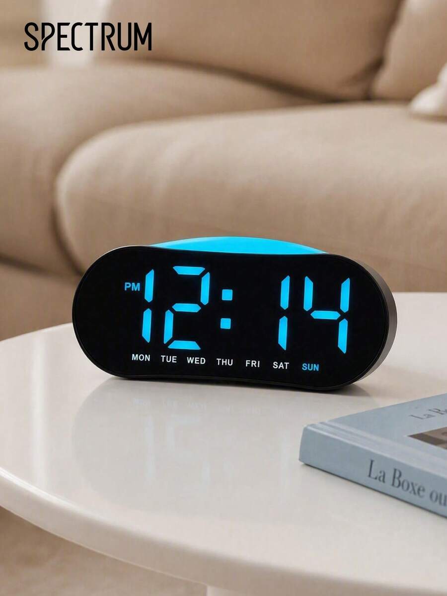 1pc Digital Alarm Clock, LED Multi-Functional Clock With Date, Temperature, DST, Brightness Adjustment, 2 Power Supply, Perfect For Living Room Office Desk(Batteries Not Included) - multicolor - View 1