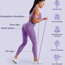 11pcs Gradient Color Fitness Resistance Bands Strength Training Rehabilitation Stretching Glute & Leg Workout Elastic Loops/Door/Handle - Multicolor - View 4