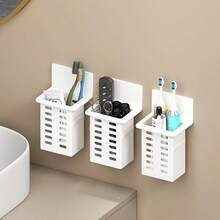 [Toothbrush Holder]Toothbrush Holder Bathroom Wall-Mounted Toothbrush Storage Rack Bathroom Storage Shelf Multi-Function Toothpaste Toothbrush Holder Bathroom Accessories - Multicolor - View 8