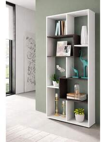 Librero Alto con Diseño de Bloques Asimétricos, Estantería Independiente Multiusos, Mueble Organizador para Sala de Estar, Recámara y Estudio - 1 - Ver 2