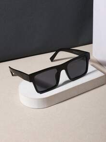 1 PC Men's Square Fashion Glasses Solid Color Lightweight Frame PC Material Casual Business Style For Driving Commuting Outfit With Glasses Box - Multicolor - View 7