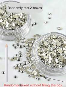 1/2 Box Fall, Autumn, Fall Nails Luxury Style Nail Art Rhinestone Set, Mixed Sizes Silver Round Flat Back Crystals, Sparkling And Clear, Suitable For Nail Salon Decoration - Multicolor - View 8