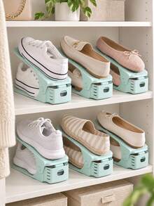 12pcs/9pcs/8pcs/5pcs Adjustable Plastic Shoe Rack Set - High-Quality Space-Saving Storage Solution, Suitable For Entryway, Hallway, Living Room, Bedroom, Bathroom And More. Ideal Storage Solution For Home And Dorm, Convenient And Quick To Use. - View 4