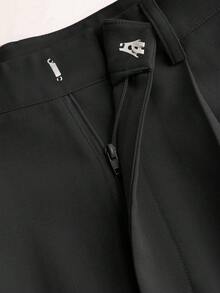 Celana Panjang Setelan Desain Sederhana dengan Potongan Draping, Celana Kasual Lurus Terbaru Gaya Eropa & Amerika, Celana Panjang Lebar Sepanjang Musim Semi Hitam, Gaya Kantor Musim Gugur - Hitam - View 10