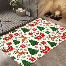 Reindeer Christmas Print Long Runner Rug, Indoor Home Decor, Kitchen Long Mat, Entryway Doormat, Hallway Entrance Decor, Bedroom Bedside Rug, Living Room Rug, Laundry Room Mat, Bathroom Bath Mat, Suitable For Apartment, Dorm And Home Daily Decor - Multicolor - View 4