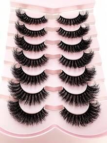 New Mink Faux Eyelashes 5D Fluffy False Eyelashes 18-20mm Thick Long False Eyelashes 8D Voluminous Curly False Eyelashes 7 Pairs Cat Eye Strip Lashes, Eyelashes, False Eyelashes, False Eyelashes - Multicolor - View 4