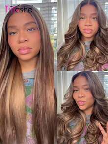 Tinashe Balayage 蜂蜜金 6x5 蕾絲封口假髮 Double Drawn 大波浪 100% 真人髮 真髮無膠透明蕾絲假髮 即戴即走 無膠預剪預漂髮結 耳對耳形 自然黑 沙龍品質 初學者友善 - S2/4/22 - 查看 2