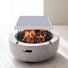 Outdoor& Indoor Fire Pit Heat Deflector W/Foldable 4 Leg&Handle Stainless Square 25" X 25" - Silver - View 3