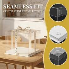 1pc Transparent Decorative Box, Gift Packaging Box, Used For Holiday Party Gift Packaging, Christmas, Valentine's Day Gift Box Decoration Packaging, Flower Shoes PET Gift Box (Random Ribbon Included) - White - View 6