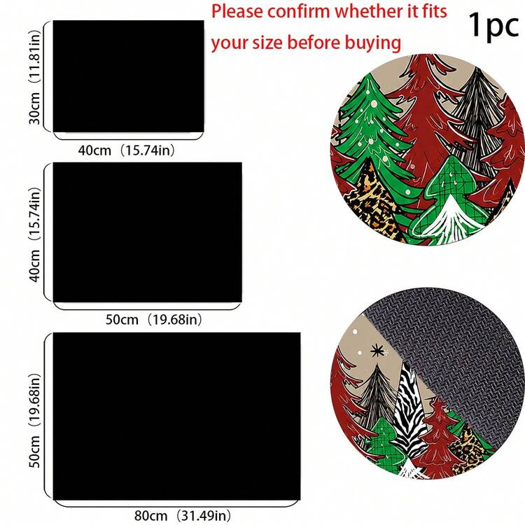 1pc Christmas Absorbent Mat, Christmas Tree Pattern, Kitchen Countertop Absorbent Drying Mat, Coffee Machine Mat, Pour Over Coffee Pot Mat, Dish Drainer Mat, Non-Slip Heat-Resistant Kitchen Mat, Dining Table Mat, Breakfast Mat, Washing Machine Mat, Home Kitchen Dining Table Coffee Shop Bar Decor Mat, Holiday Party Housewarming Gift - Multicolor - View 7