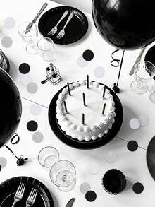 100pcs/Set Black & Silver Happy Birthday Sequin Confetti, Glitter Letters And Round Paper Confetti Table Decor, Suitable For Adult Birthday Party Decoration - View 5