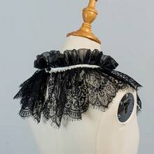 1pc Vintage Elegant Lace Hollow Pearl Detachable Collar, Versatile For Daily Wear And Stage Performance - Multicolor - View 5