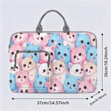 Women's Cute Cat Pattern Printed Laptop Bag/Storage Bag - Made Of Soft Fabric, Compatible With Various Laptop And Tablet Devices; Equipped With Outer Zipper Pocket And Fixed Handle, Large Capacity Storage, Balancing Protection And Portability, Suitable For Work, Study And Travel, Essential For Daily Commute - Grey - View 15
