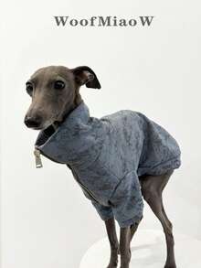 Italian Whippet Dog Printed Zipper Jacket Windproof Warm Fashion Pet Clothes - Grey - View 7