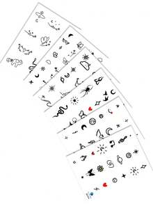 6PCS Minimalist Mini Butterfly Music Note Cloud Expression Pattern Party Gifts Holiday Gifts Music Festival Temporary Body Skin Waterproof Tattoo Stickers For Hands Shoulders Neck Collarbone - Multicolor - View 9