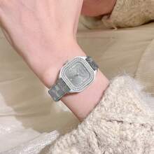 CILOA 1pc Classic Women's Quartz Watch, Made Of Silver Stainless Steel, Embellished With Rhinestones, Suitable For Daily Wear - Grey - View 3
