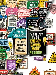 50Pcs Funny Work‑Life Sarcastic Decor Stickers, Assorted Snarky Adult Saying Decals, Amusing Decor Decals For Scrapbooking, Water Bottle, Laptop, Notebook & Daily Stationery Decor - Multicolor - View 2
