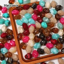 30pcs Mixed Color Marble Pattern Irregular Acrylic Imitation Stone Loose Bead For DIY Bracelet Necklace Earring Keychain Jewelry Making Craft Supplies - Random Color Mixing - View 22