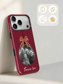 1pc DIY Burgundy Seven-Star Ladybug Fashion Pattern Design Phone Case, Cherry Red Ladybug Personalized Customized 2-In-1 Glossy Texture Protective Shell, Personalized Signature Phrase Customized Student Couple Best Friend Daily Commute Holiday Anniversary Exclusive Gift Phone Case Customized 2-In-1 Glossy Hard Shell Full Coverage Protective Cover Compatible With Iphone 11/12/13/14/15/16/17 Pro Max/18 Pro Max - Multicolor - View 3