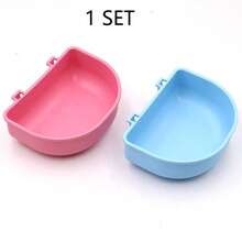 1/2 Set Hanging Pet Feeding Bowl Set, Blue And Pink Cage Mounted Food And Water Bowls For Small Animals, Rabbit Hamster Guinea Pig - 500ml - View 13