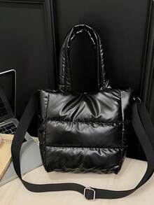 1pc Minimalist Solid Color Padded Handbag, Quilted Puff Bag, Adjustable Shoulder Strap Crossbody Small Bag, Commuter Bag, Student Bag, Suitable For Girls/Children/Students, Applicable For Daily Outings/Shopping - Multicolor - View 16