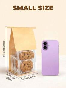 150pcs Small Cookie Bags With Window And Tin Lock, Suitable For Muffins, Snacks, Brownies, Oatmeal - Brown - View 8