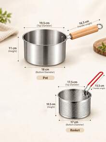 Stainless Steel Milk Pot Set, 3-In-1 Multi-Function Pot With Fryer Basket And Glass Lid, Home Kitchen Stewing, Boiling, Frying, Oil Filtering, Single Person Meal, Noodle Cooking, Soup Making, Small Fryer - View 13