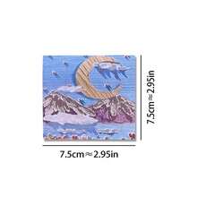 Ins Style 3D Brushstroke Oil Painting Sticky Notes, Home Desk Decor, Romantic Mountain & Flower Landscape Memo Pads, 1 Set Of 4 Designs, Suitable For Journal Decoration - Multicolor - View 11