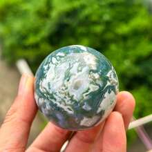 Stonehaven Natural Green Moss Agate Sphere Polished Gemstone Sphere For Home Decor, Meditation, Reiki, Crystal Collection, Desk Display, Feng Shui Gift - 1pc5-6cm - View 11