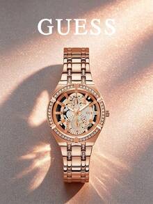 Guess Women's Quartz Watch, Stainless Steel Band, Exquisite Craftsmanship, Fashionable And Romantic, Cool And Stylish, Suitable For Daily Wear, Perfect Gift For Girlfriend Or Family, Also Suitable For Holiday Gifting. - Rose Gold - View 1