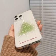Casing Ponsel Pohon Natal Gradien Kompatibel dengan iPhone 17 Pro Max, 14, XR, 11, 15, 16, Casing Lembut Transparan untuk Wanita - Putih - View 2