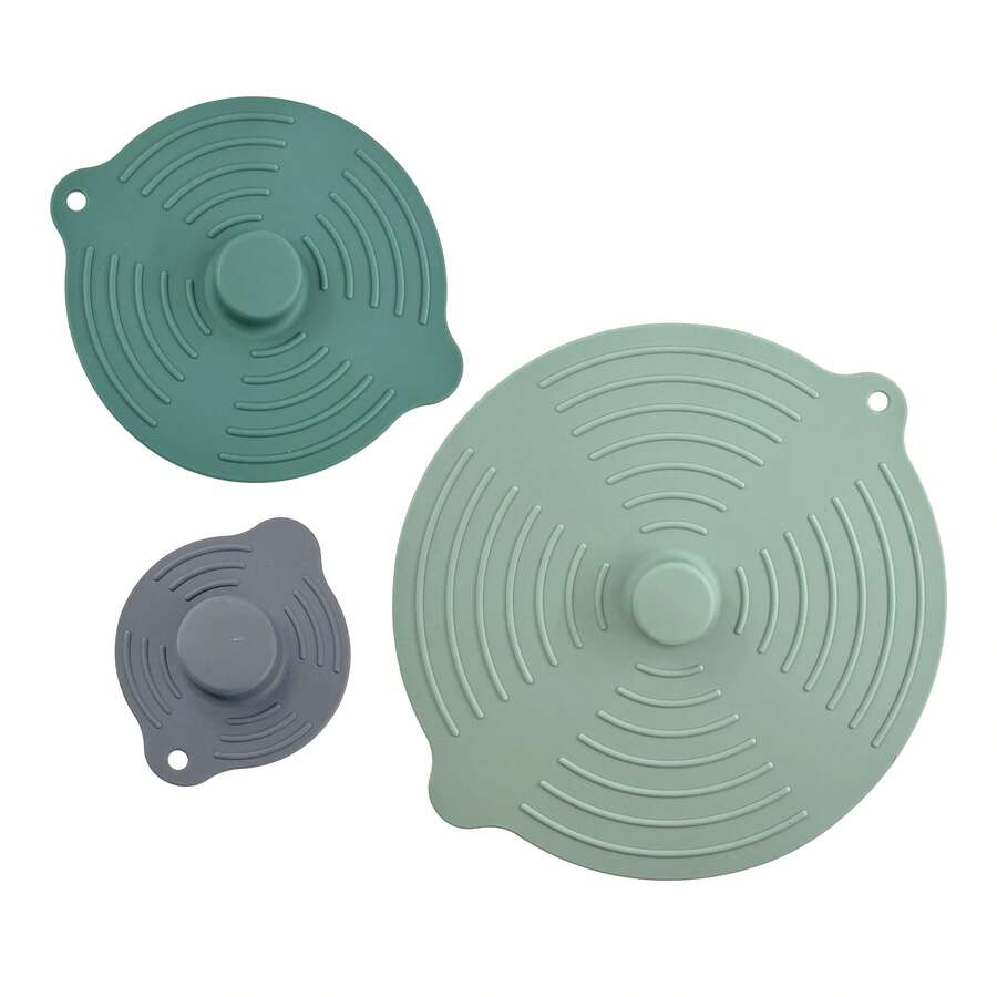 Geezy Set Of 3 Silicone Food Covers - Reusable Lids For Bowls, Pots & Cups - Microwave Splatter Guard, Dishwasher Proof Kitchen Storage Accessories - View 1