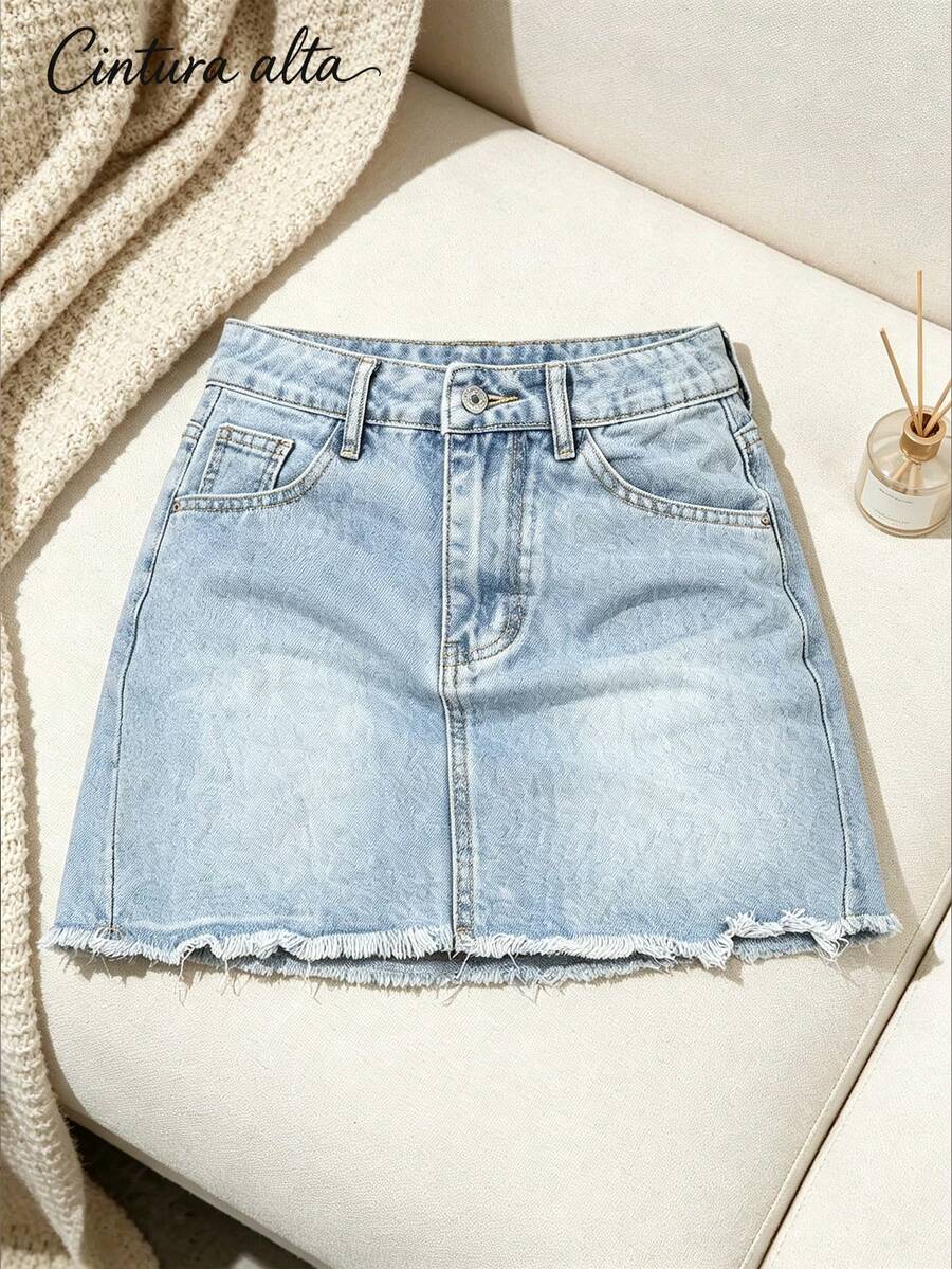 Women Denim Skirts - Light Blue 2069 - View 1
