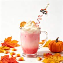 WJLLMYBAKING 12pcs Reusable Plastic Spiral Straws For Thanksgiving Party, Including Turkey/Pumpkin/Hat Patterns, Suitable For Thanksgiving Party Decoration And Small Gifts - Multicolor - View 5